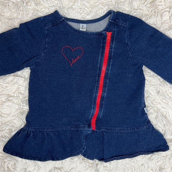 Baby Girls Blue Soft Zippered Peplum Jean Jacket, Size 24M - Picture 10 of 10